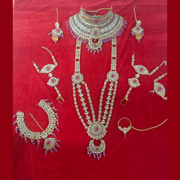 Bajarang Art Gold Plated Purple Designer Bridal Jewellery Set-BJBRIDAL05