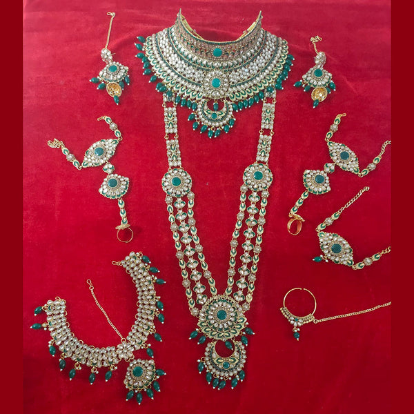 Bajarang Art Gold Plated Designer Dark Green Bridal Jewellery Set-BJBRIDAL11