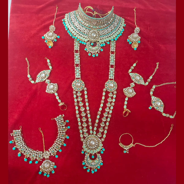 Bajarang Art Gold Plated Designer Mint Green Bridal Jewellery Set-BJBRIDAL14