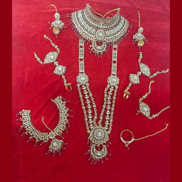 Bajarang Art Gold Plated Designer Maroon Bridal Jewellery Set-BJBRIDAL15