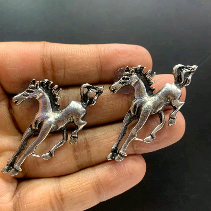 Blythediva Pack Of 3 Horse Design Oxidised Stud Earrings