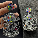 Blythediva Pack Of 3 Oxidised Plated Kundan Stone Dangler Earrings