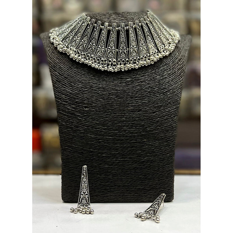 Bhavi Jewels Oxidised Plated Choker Necklace Set