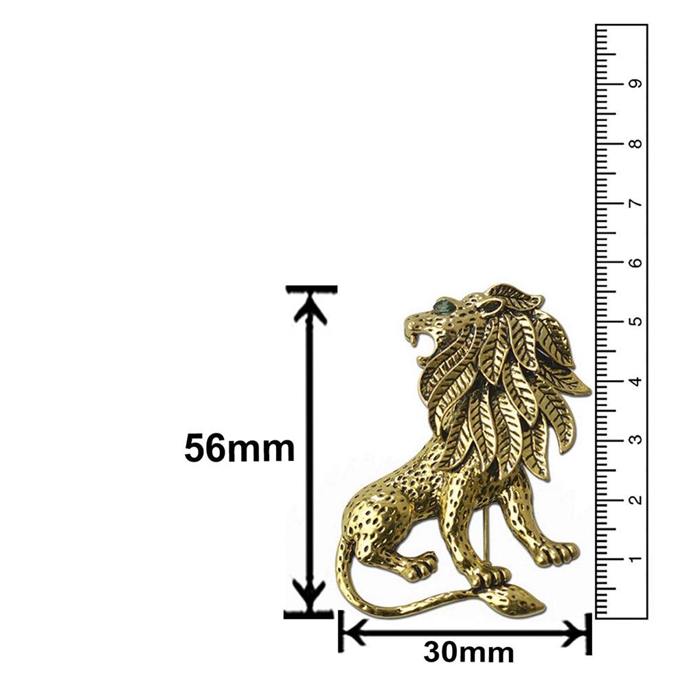 Mahi Gold Antique Vintage Unisex Lion Brooch Pin for Suit Clothing