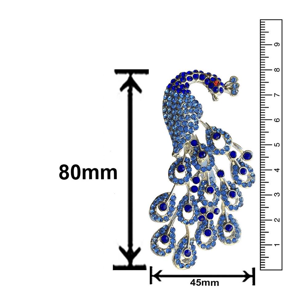 Mahi Fashionable Blue Radiant Peacock Brooch for Women