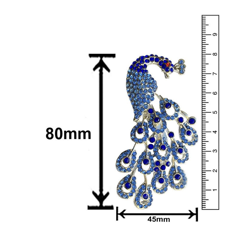 Mahi Fashionable Blue Radiant Peacock Brooch for Women