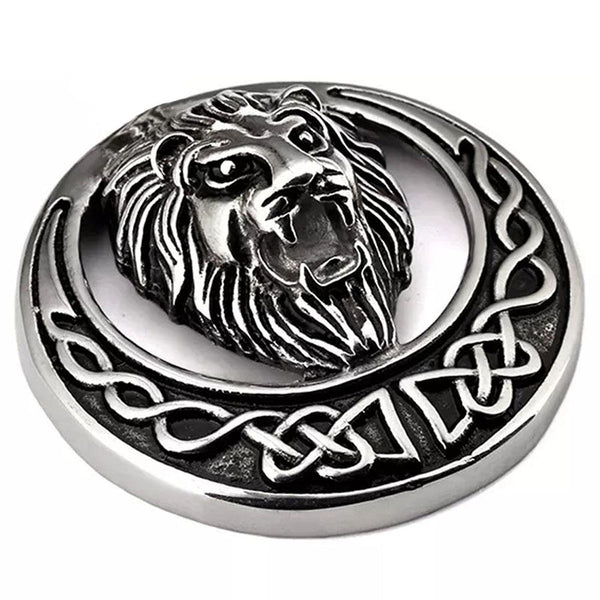 Mahi Rhodium Plated Roaring Lion Brooch for mens and boys