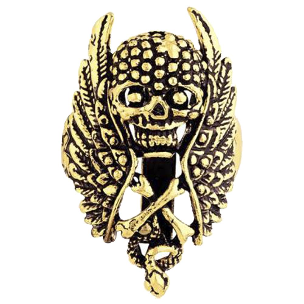 Mahi Gold Plated Skull Bones and Wings Shirt Stud Brooch Pin for Men (BP1101045G)