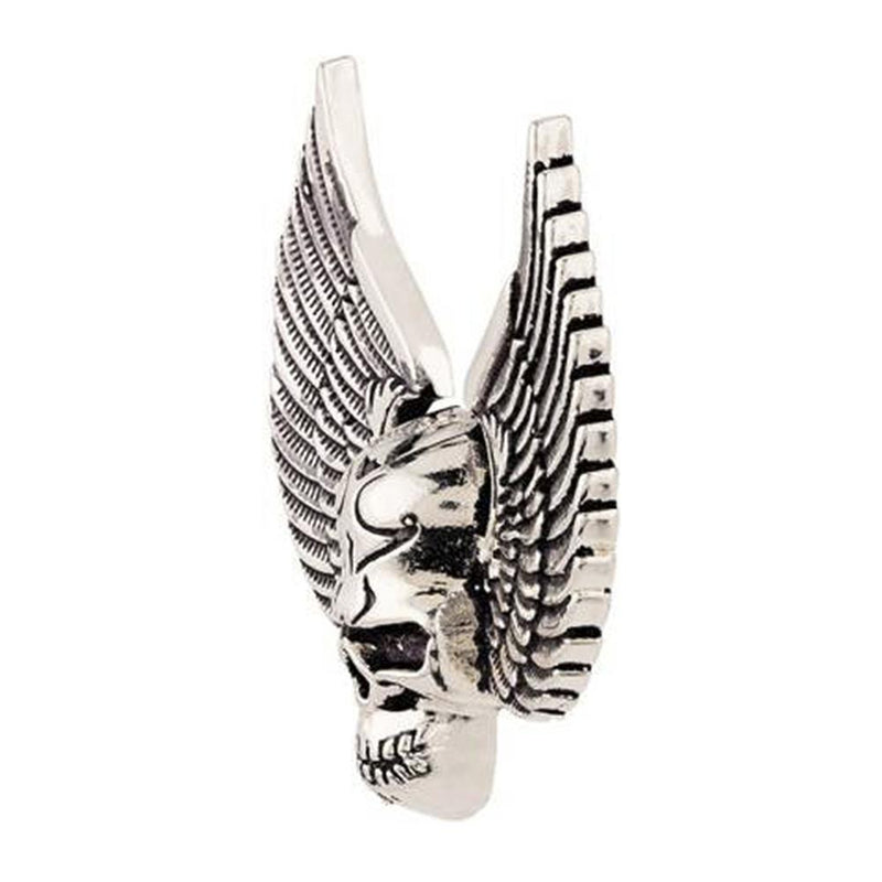 Mahi Rhodium Plated Skull and Wings Shirt Stud Brooch Pin for Men (BP1101046R)