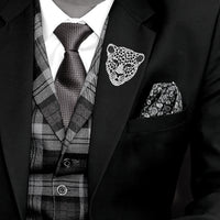 Mahi Rhodium Plated Lion Face Shaped Crystal Stone Studded Brooch / Lapel Pin for Men (BP1101080R)