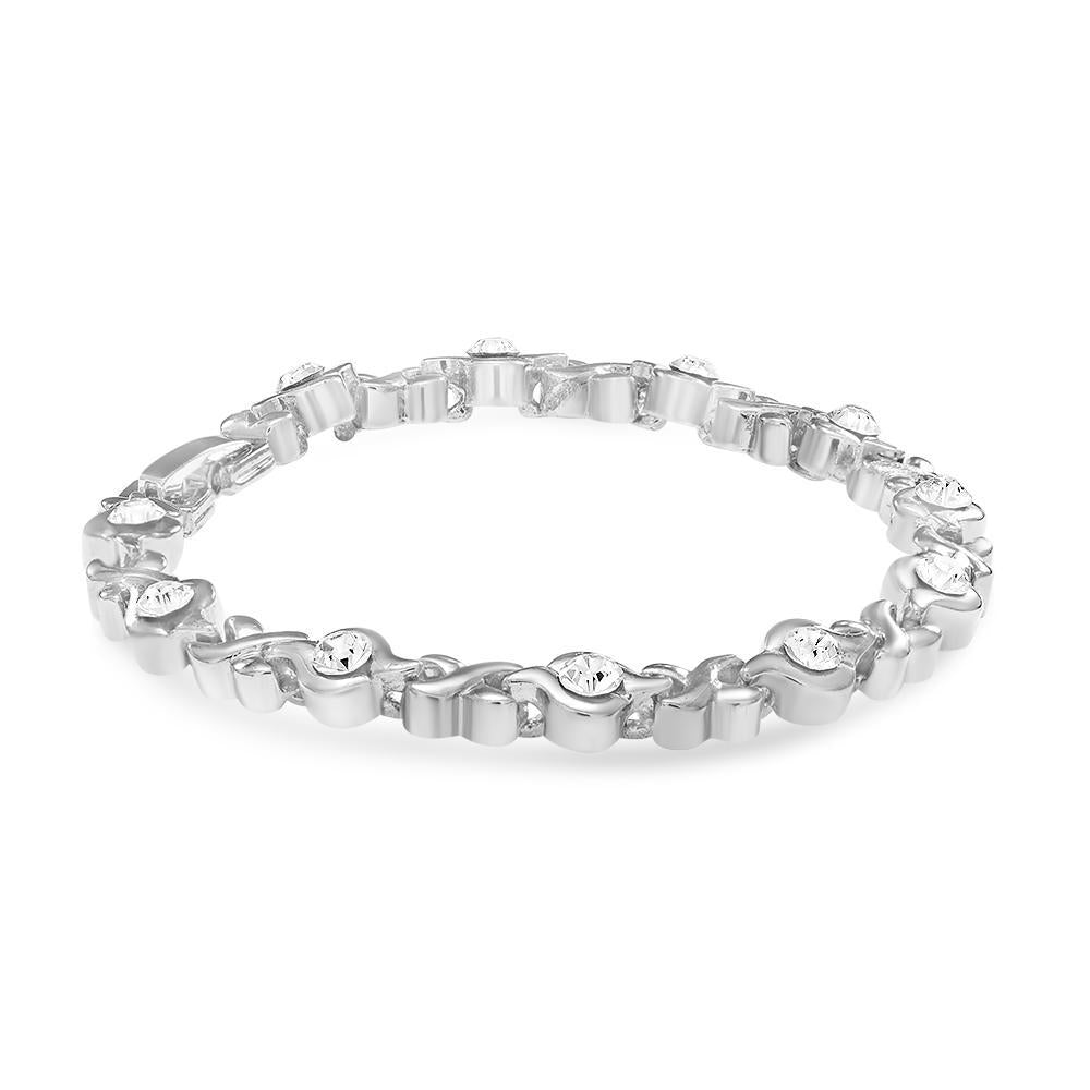 Mahi Rhodium Plated Feminine Bracelet With Crystals For Women