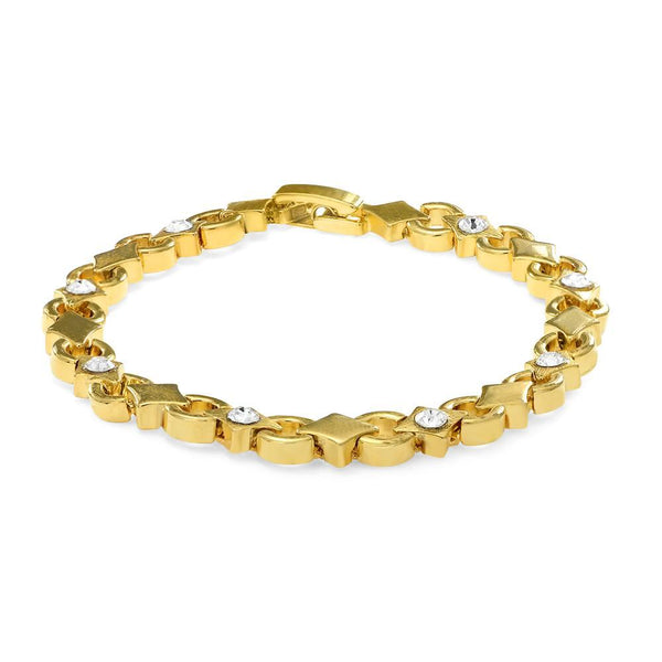 Mahi Gold Plated Admiring Bracelet With Crystals For Women