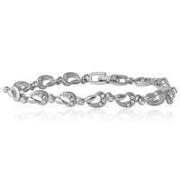 Mahi Rhodium Plated Paisley Bracelet With Crystals For Women