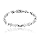 Mahi Rhodium Plated Hearts And Rounds Bracelet With Crystal For Women