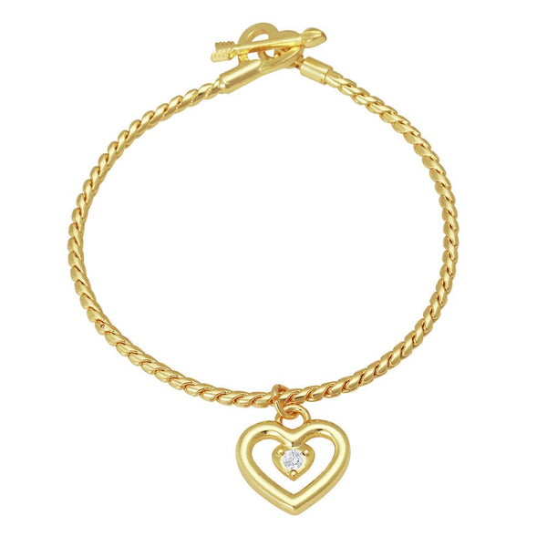 Mahi Valentine Crystal White Heart Gold Plated Bracelet For Women