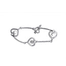 Mahi Valentine Crystal White Three Heart Rhodium Plated Bracelet