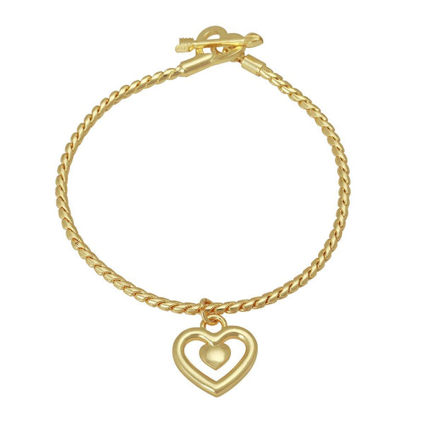 Mahi Valentine Crystal Heart Gold Plated Bracelet For Women