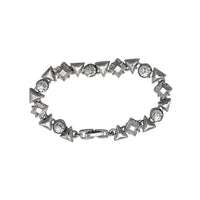 Mahi Crystal Black White Geometric Rhodium Plated Bracelet For Women