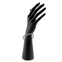 Mahi Crystal Black White Geometric Rhodium Plated Bracelet For Women