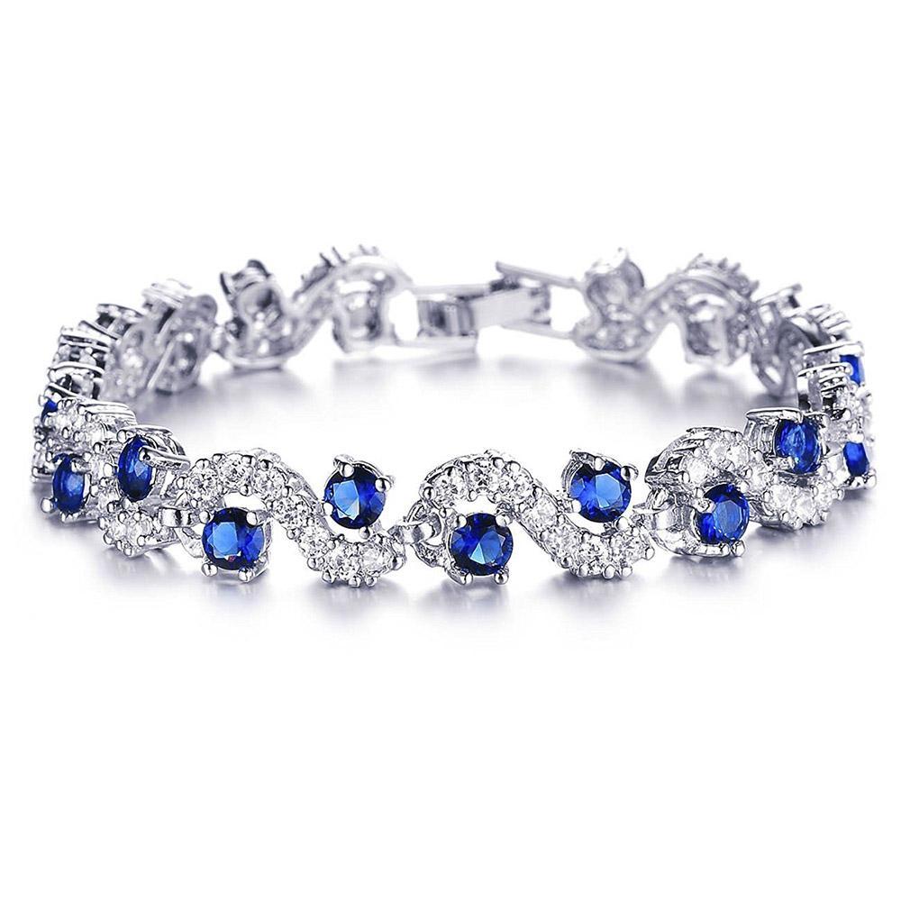 Mahi Rich Royal Blue Crystals Bracelet - BR1100276R