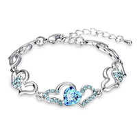 Mahi Lovely Valentine Heart Link Bracelet with Glittering Crystal