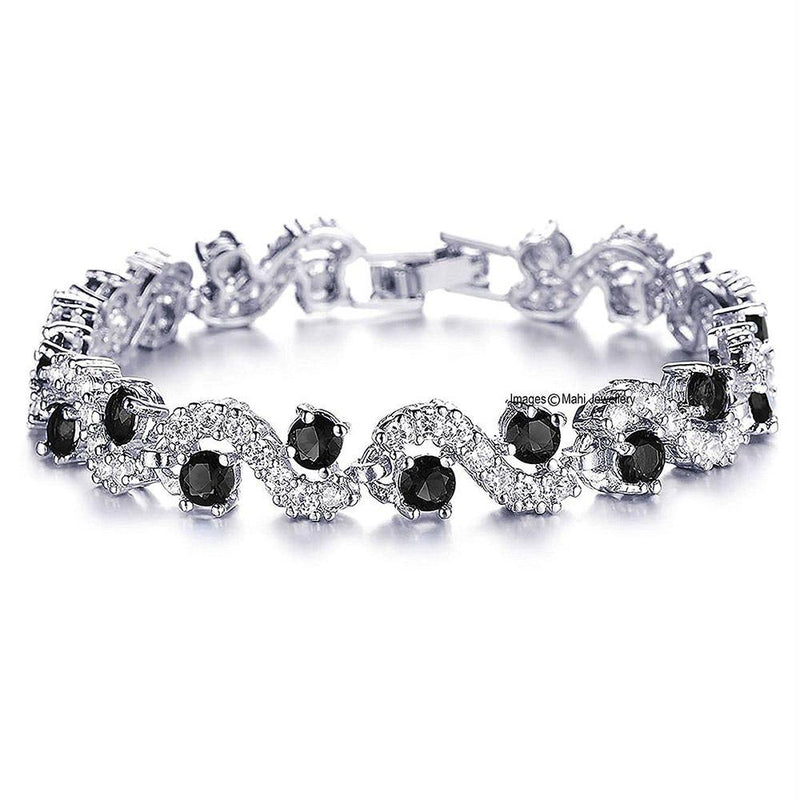 Mahi Rich Royal Back Crystals Bracelet - BR1100280RBla