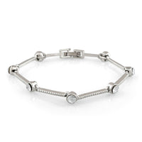 Mahi Rhodium Plated Elegant Valentine special Crystal Bracelet for girls and women - BR1100344RWhi