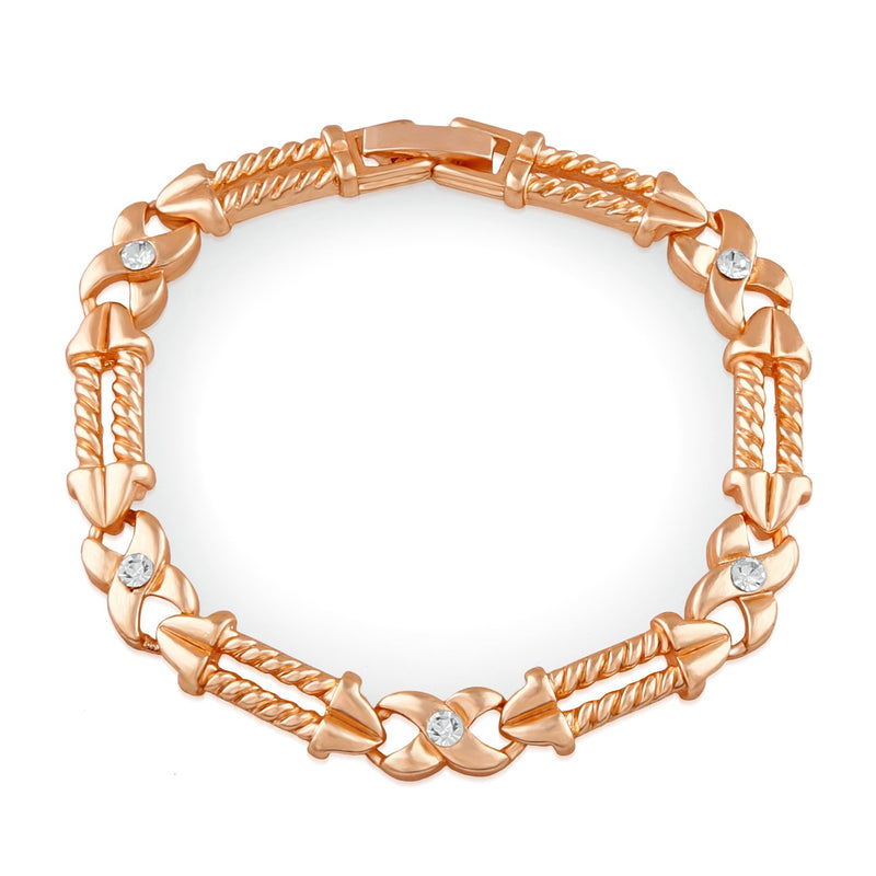 Mahi Rose Gold Plated Eternal Love Crystal Bracelet for girls and women - BR1100345ZWhi