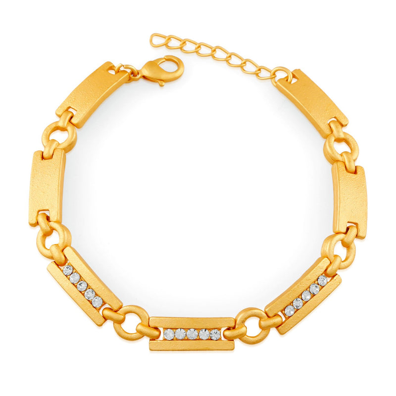 Mahi Gold Plated Enchanting Designer Crystal Bracelet for girls and women - BR1100346GWhi
