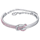 Mahi Rhodium Plated Cute Knot Pink Crystal Bracelet for Women & Girls - BR1100357RPin