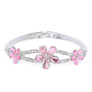 Mahi Rhodium Plated Exquisite Floral Love Crystal Bracelet for girls and women - BR1100365R