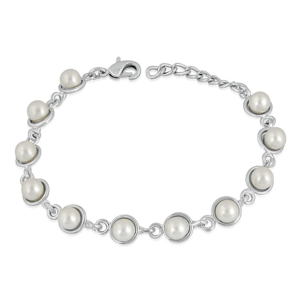 Mahi Enchanting Pearly White Designer adjustable Bracelet