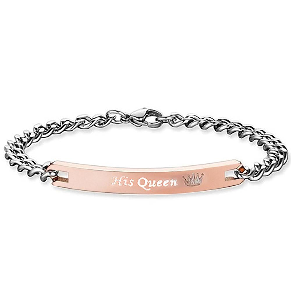 Mahi Rhodium Plated Glamorous His Queen Love Bracelet