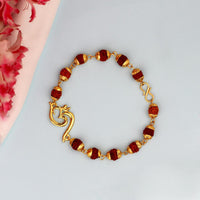 Mahi Gold Plated Divine Om Rudraksh Religious Bracelet for Men (BR1100420G)