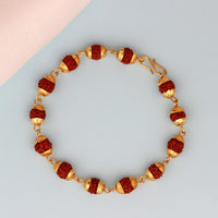 Mahi Rudraksh Bracelet with Golden Cap for Men and Women (BR1100421G)