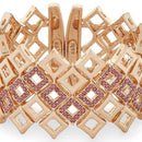 Mahi Squarish Rose Gold Plated Cuff Kada Bracelet with Pink Crystals for Women (BR1100442Z)