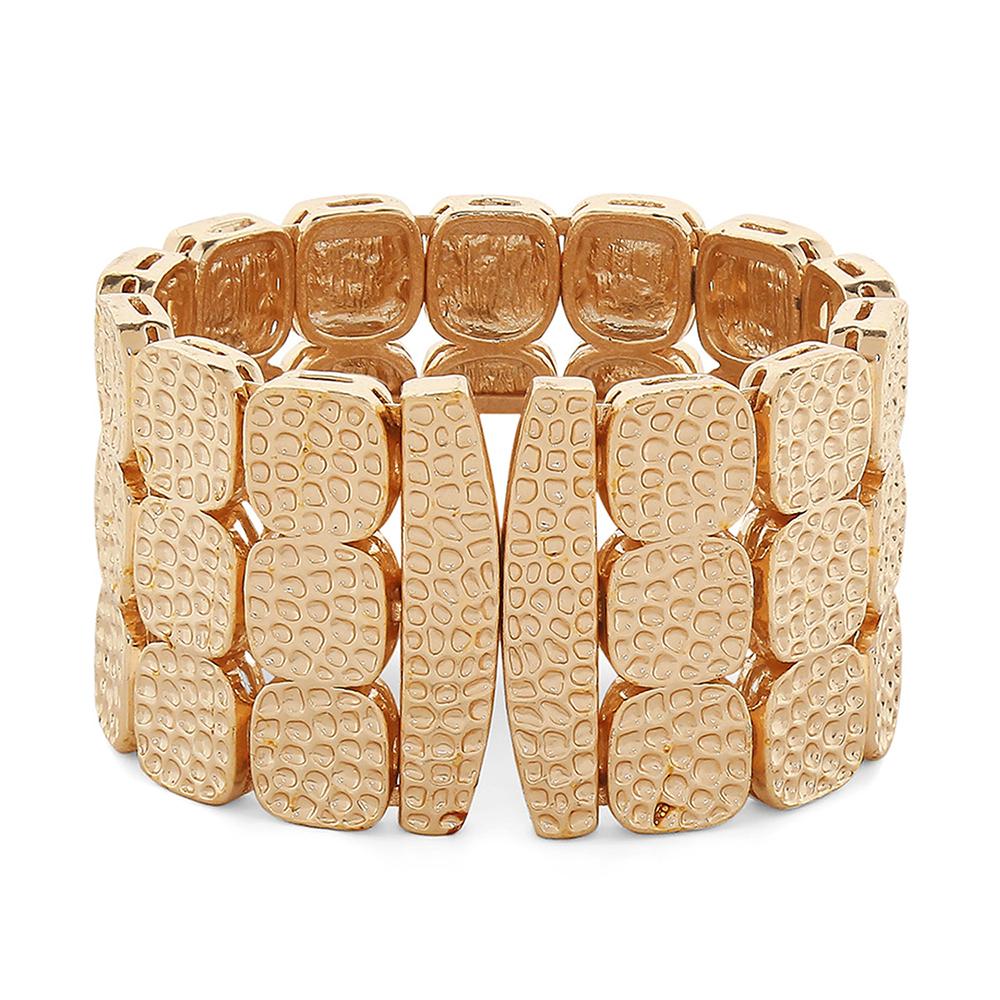 Mahi Square Rose gold Plated Kada Cuff Bracelet with White Crystals for Women (BR1100444Z)