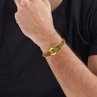Mahi Antique Gold Plated Jay Mata Di and Trishul Bracelet Kada for Mens (BR1100482G)