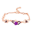 Mahi Valentine Special Lovely Purple Heart Link Bracelet with Glittering Crystal stones for Girls (BR1100485ZPur)