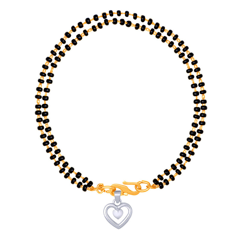 Mahi Dual Chain Heart Charm Mangalsutra Bracelet with Beads for Women (BR1100491M)