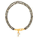 Mahi Dual Chain 'P' Alphabet Initial Mangalsutra Bracelet with Beads and Cubic Zirconia for Women (BR1100498G)