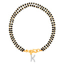 Mahi Dual Chain 'K' Alphabet Initial Mangalsutra Bracelet with Beads and Cubic Zirconia for Women (BR1100500G)