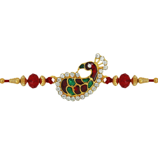 Mahi with Crystal Gold Plated Lovely Peacock Rakhi (Bracelet) BR1100555G