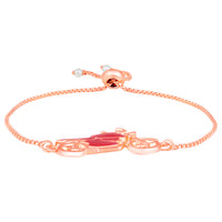 Mahi Rose Gold Plated Red Mee Work Bike Lover Adjustable Bracelet for Women (BR1101020ZRed)