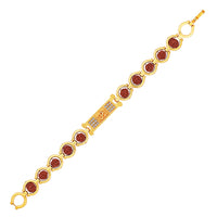 Mahi Om Engraved Broad Bracelet with Rudraksha and Crystals for Men (BR1101021G)