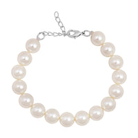 Mahi Rhodium Plated Adjustable Bracelet Made with White Swarovski Pearls for Women (BR1104601RWhi)