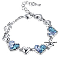 Mahi Valantine Gift Blue Heart Crystal Bracelet
