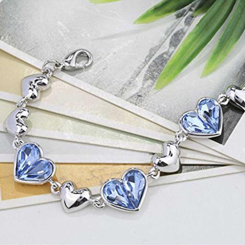 Mahi Valantine Gift Blue Heart Crystal Bracelet