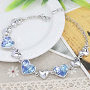 Mahi Valantine Gift Blue Heart Crystal Bracelet