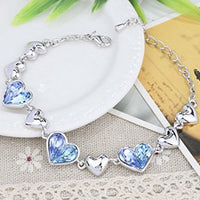 Mahi Valantine Gift Blue Heart Crystal Bracelet
